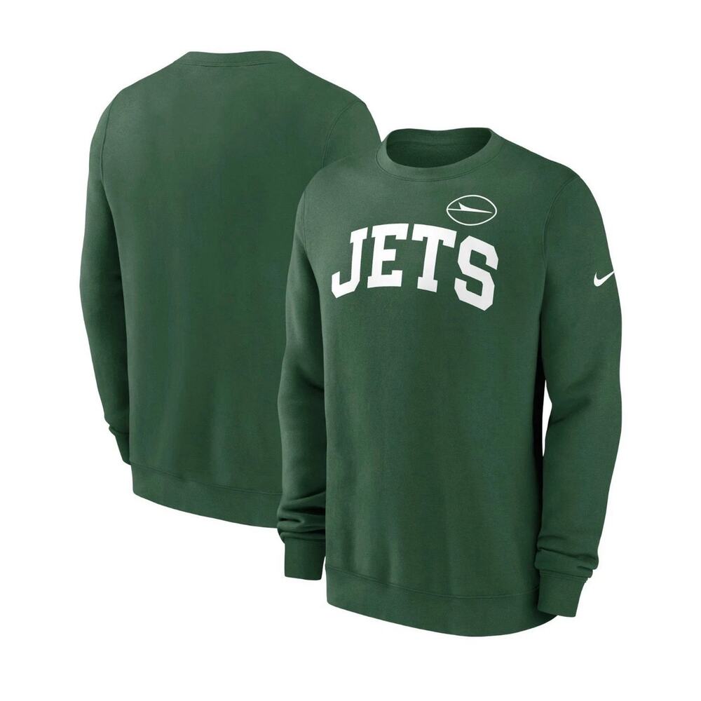 Nike Men's Small New York Jets Club Green Crew Sweatshirt - NFL NEW Authentic - Picture 1 of 3